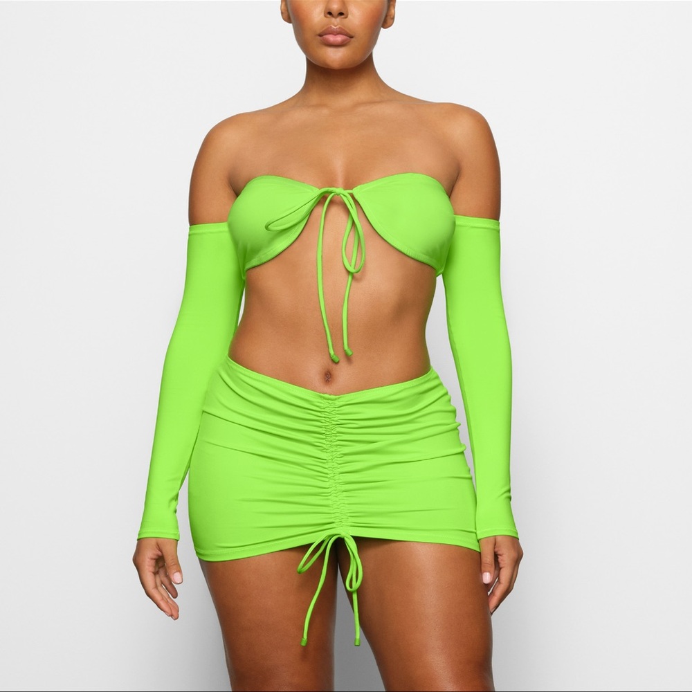 Skims Vibrant Green Off-Shoulder Swim Top
